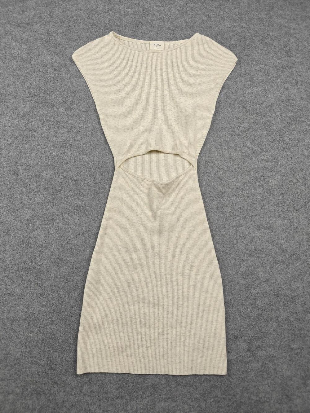 Wilfred Free Dress Womens 2XS White Bodycon Sweater Dress Cut Out Ribbed